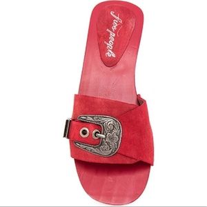 New Free People Westtown Red Suede Slide Clog - image 1